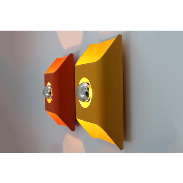 Kaiser Lighting 2 Space Age Wall Lights Set of 2 Design by Klaus Hempel, 1960s "Light as Artwork" These sculptural...