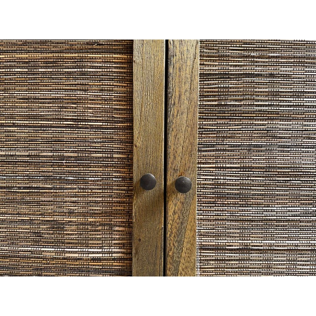 Wood Coconut Rattan Two-Door Sideboard Credenza For Sale - Image 7 of 14