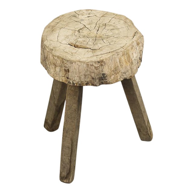 Primitive Wabi Sabi Rustic Farmhouse Stool / Pedestal For Sale