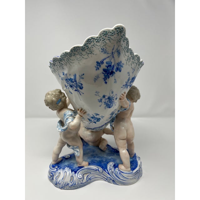 Late 19th Century Antique Rococo-Revival Figural Spill Vase With Cherubs For Sale - Image 5 of 12