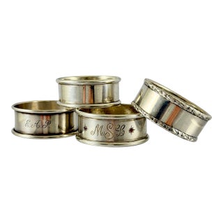 Estate Sterling Silver Napkin Rings, Mixed Set of Four For Sale