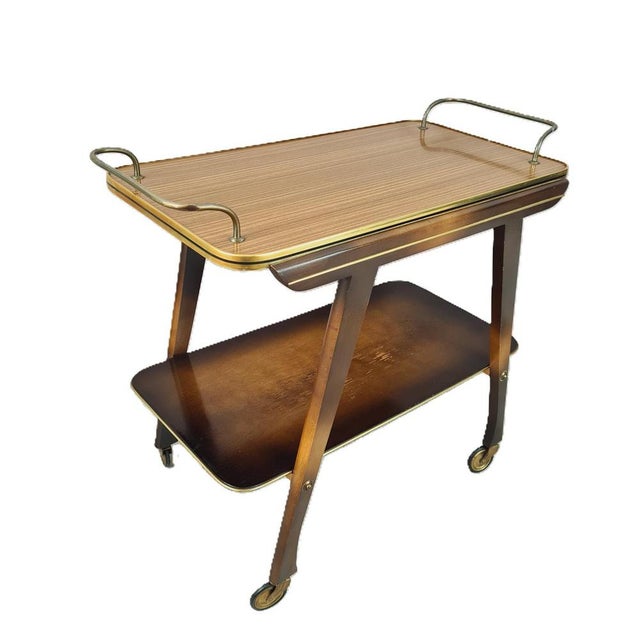 Mid-Century Bar Trolley in Wood and Brass, 1960s For Sale - Image 12 of 12