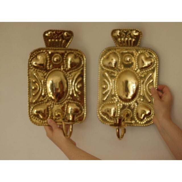 Swedish Baroque Style Brass Sconces, Set of 2 For Sale - Image 15 of 15