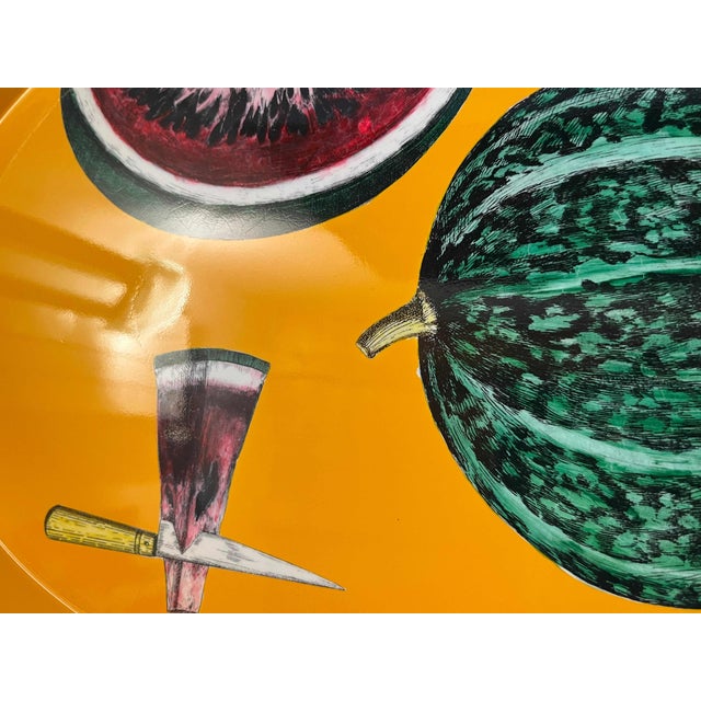 Metal Fornasetti Watermelon Oval Metal Tray For Sale - Image 7 of 10
