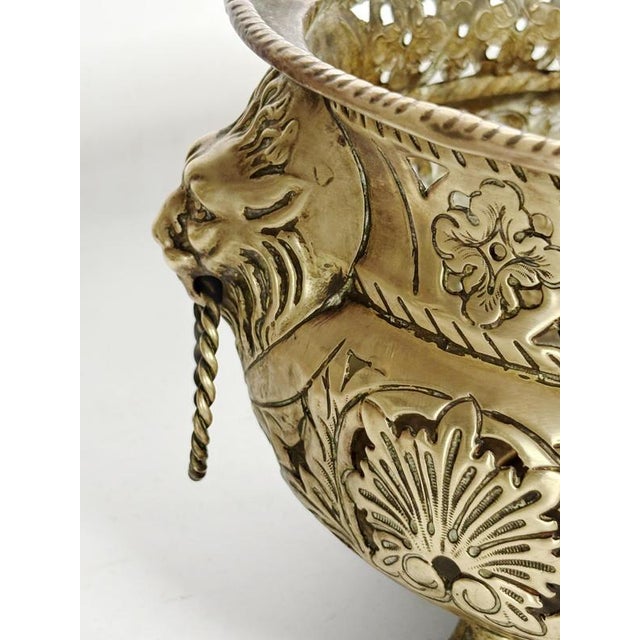 Metal Brass Planter with Lion's Head and Paws, France, 1960 For Sale - Image 7 of 11