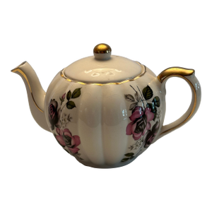 Vintage 1960's Gibson Staffordshire England Tea Pot With Pumpkin-Like Shape