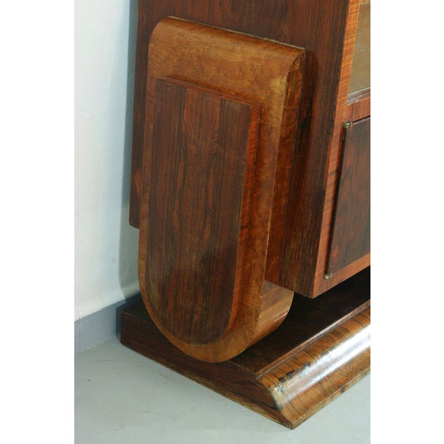 Art Deco Italian Sideboard in Walnut Burl, Maple and Dark Wood Veneer with Glass, 1940s For Sale - Image 3 of 9