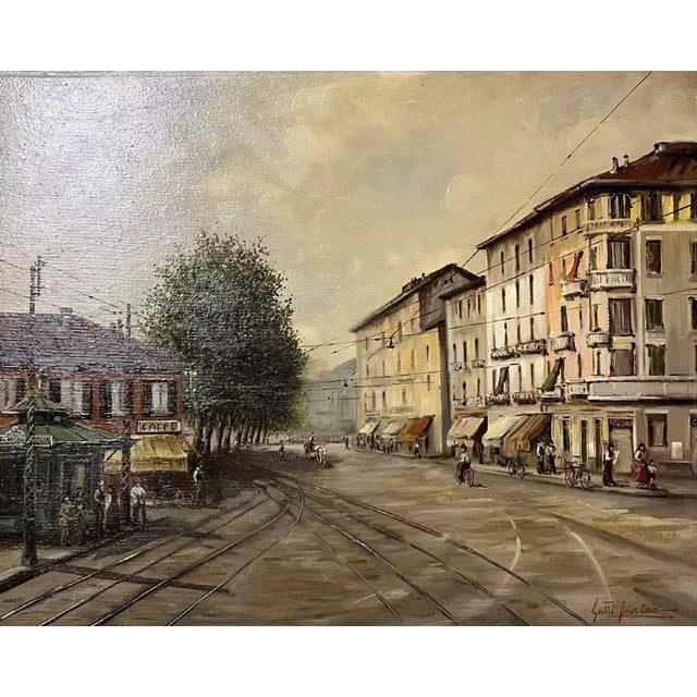 20th Century Italian School: Oil on canvas by Enrico Gatti, signed, located and dated, view of the Vecchio rondo a sesto...