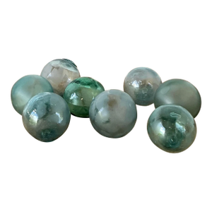 Vintage Boho Green Glass Spheres - Set of 8