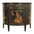 Imperial Furniture Grand Rapids French Regency Chinoiserie Black Lacquered Hand Painted Demilune Cabinet, Circa 1940s For Sale
