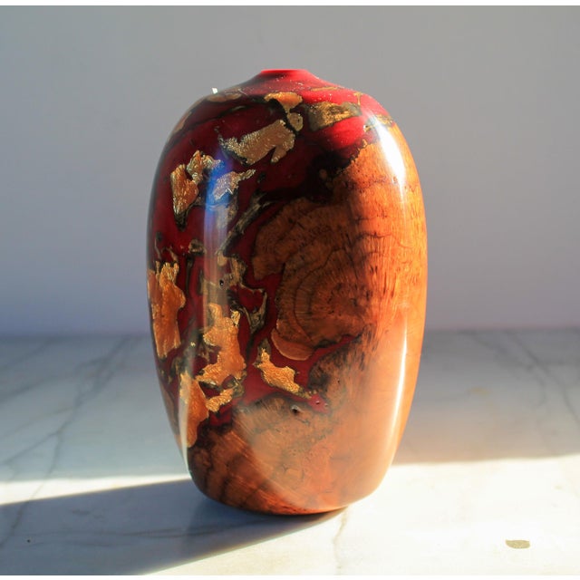 Mid-Century Modern Robert W. Chatelain Black Cherry Burled Wood Hand Turned Vessel For Sale - Image 3 of 12