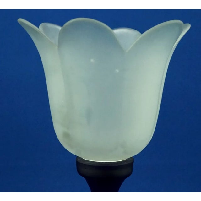 Tulip-Shaped Blue and White Murano Opaline Glass Vase by Alfedo Barbini, Italy, 1950s For Sale - Image 16 of 18