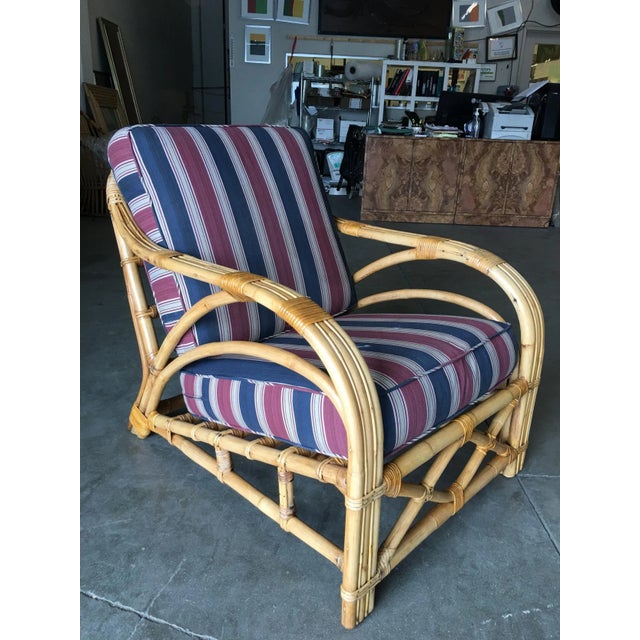 The Three-strand "1940s Transition" rattan lounge chair is a vintage masterpiece. Its unique arm style seamlessly merges...