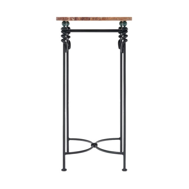 Pink Vintage French Side Table, Iron and Marble For Sale - Image 8 of 9