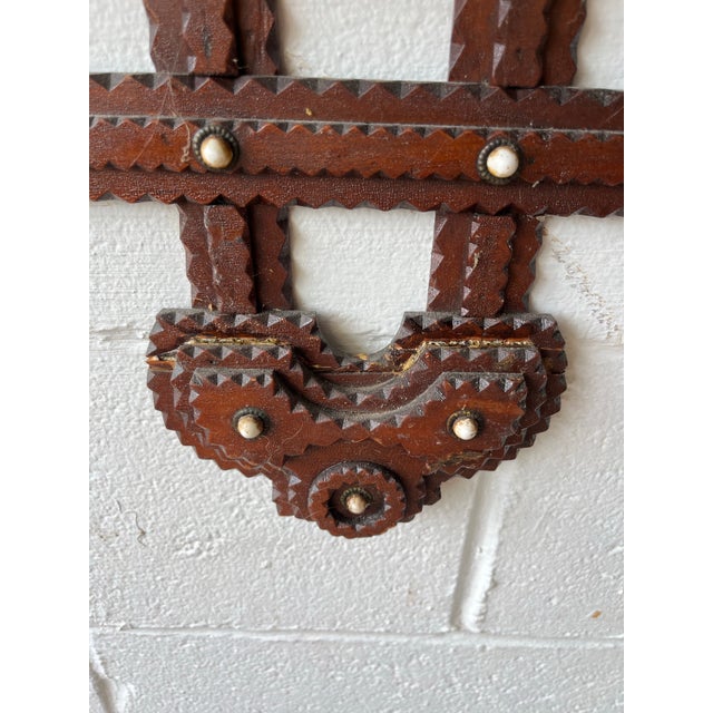 Early 20th Century Antique Tramp Art Magazine Rack, Wood, Folk Art Style For Sale - Image 5 of 9