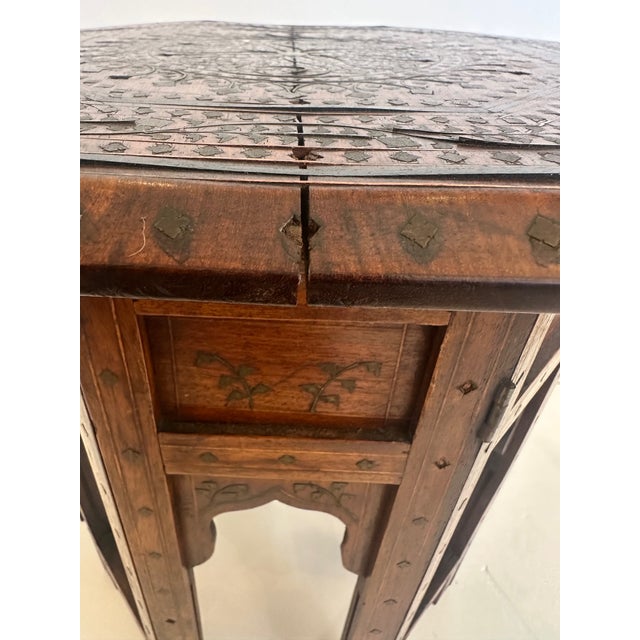 Octagonal Vintage Inlaid Moroccan Side Table For Sale - Image 10 of 14