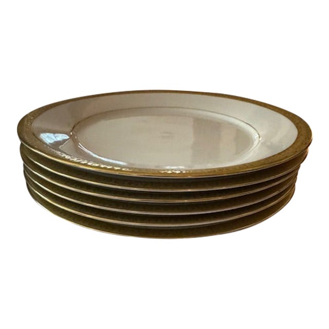 1990s "Gold Buffet" by Royal Gallery Dinner Plates Set of 6 For Sale