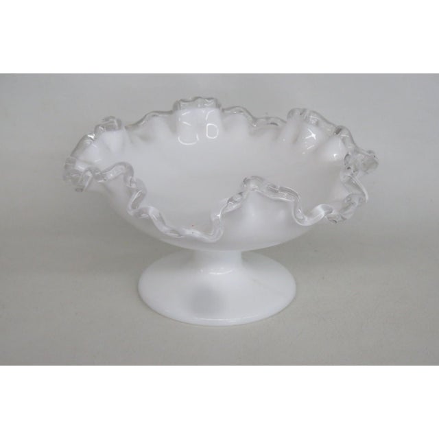 Fenton Silver Crest Milk Glass Ruffled Pedestal Compote Candy Dish 5174b For Sale - Image 12 of 12