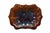 Antique ceramic dish / tray / bowl / compote featuring scalloped rectangular form with a brown mottled tortoiseshell style...