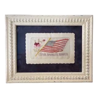 Custom Framed 1940's Embroidered Postcard 'Star Spangled Banner' For Sale