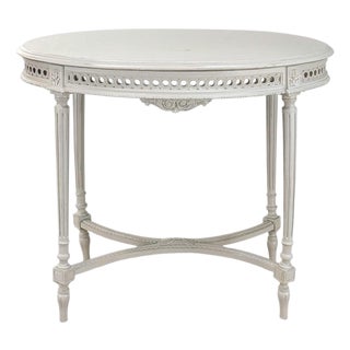 Antique French Louis XVI Painted Oval Center Table ~ End Table For Sale