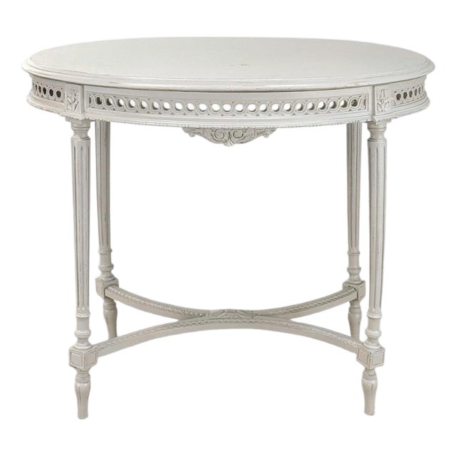 Antique French Louis XVI Painted Oval Center Table ~ End Table For Sale