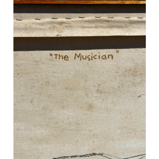 Vintage Orange Abstract Large Oil Painting on Canvas With Figure and Cow For Sale In Philadelphia - Image 6 of 8