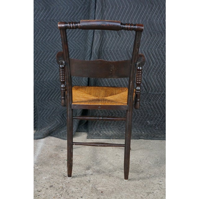 Antique 19th Century Early American Hitchcock Style Mahogany Caned Arm Chair For Sale - Image 18 of 18