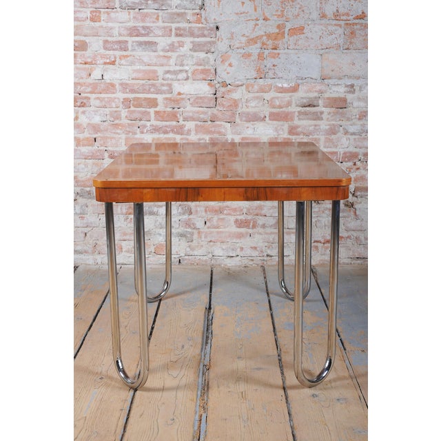 Bauhaus Folding Table in Oak by J. Halabala for Up Zavody, Czech, 1930s For Sale - Image 11 of 18