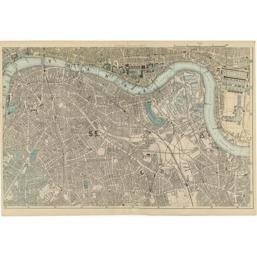 Paper Antique London Atlas Maps, 1885, Set of 4 For Sale - Image 7 of 9