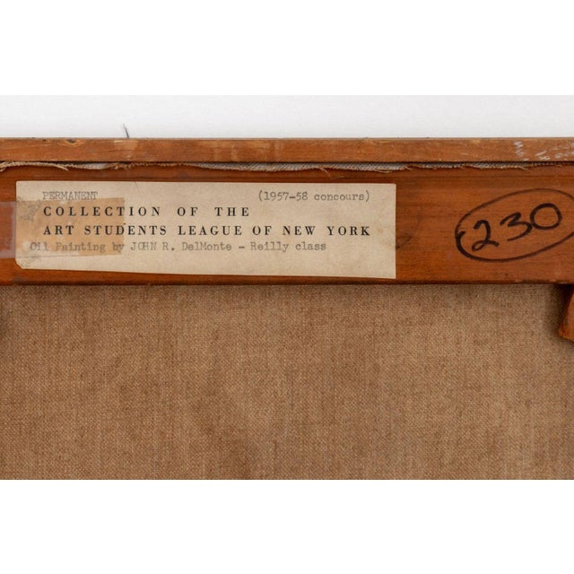 John DelMonte Standing Female Nude Oil, 1957 For Sale - Image 4 of 7