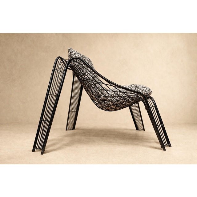 Pair of Organic-Shaped Iron Armchairs With Bouclé Upholstery, Brazil, 1950s For Sale - Image 10 of 18