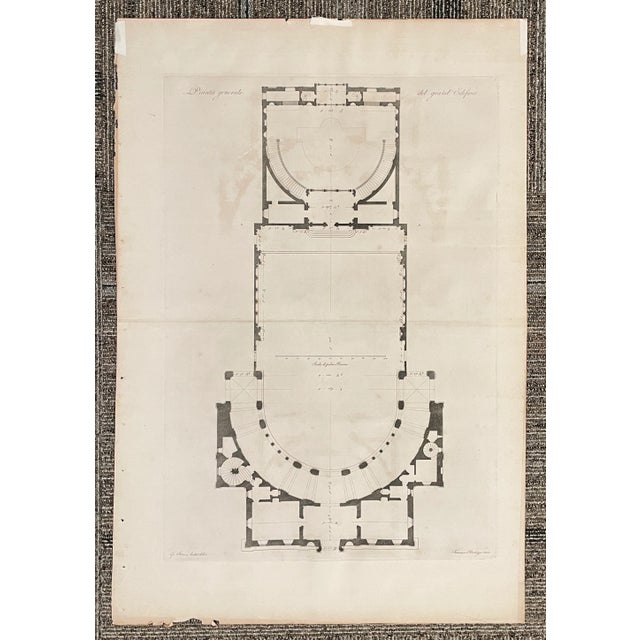 Original 1784 antique engraving of the 16th century Villa Giulia in Rome detailing the floorplan of the villa. The Villa...