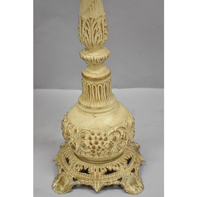 Vintage Hollywood Regency Small Metal Pedestal Marble Top Drinks Side Table Pair For Sale In Philadelphia - Image 6 of 18