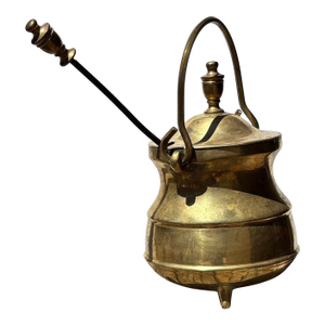 Vintage Brass & Cast Iron Smudge Pot Cauldron Fire Starter