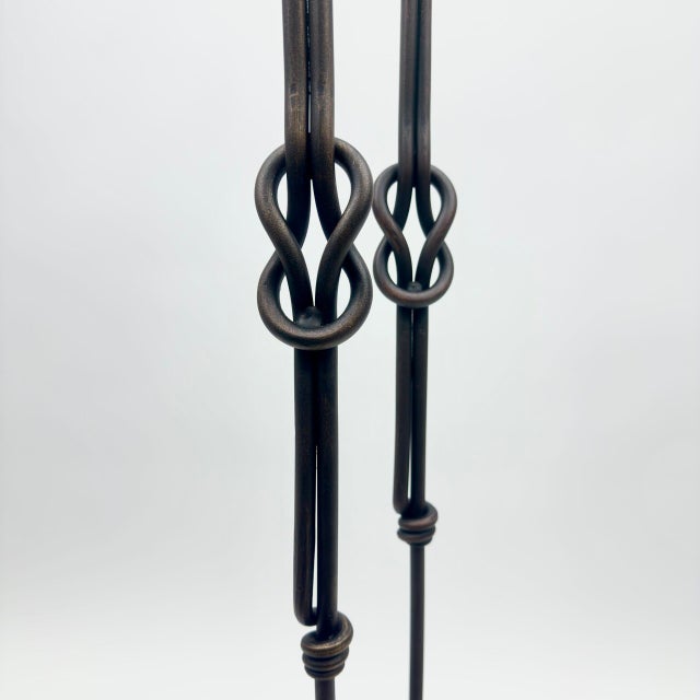 Metal Hand Forged Iron Floor Candelabra (110cm) Hercules Knot Double Stem – Antique Copper or Gold Finish For Sale - Image 7 of 17