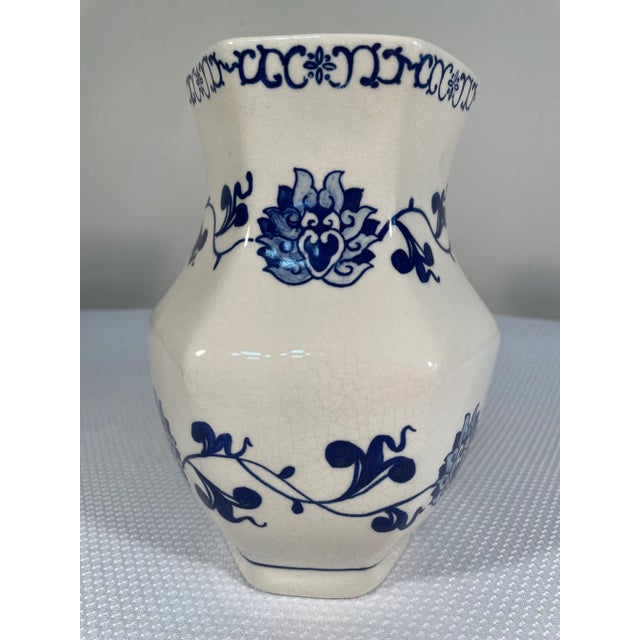 Chinoiserie Small Chinoiserie Blue and White Hand Painted Vase For Sale - Image 3 of 11