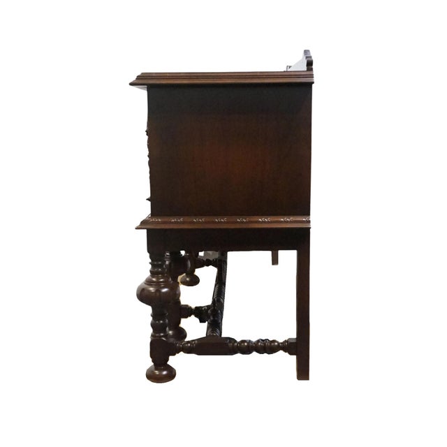 Abernathy Furniture Solid Walnut Gothic Jacobean / English Tudor 71" Sideboard Buffet For Sale - Image 10 of 14