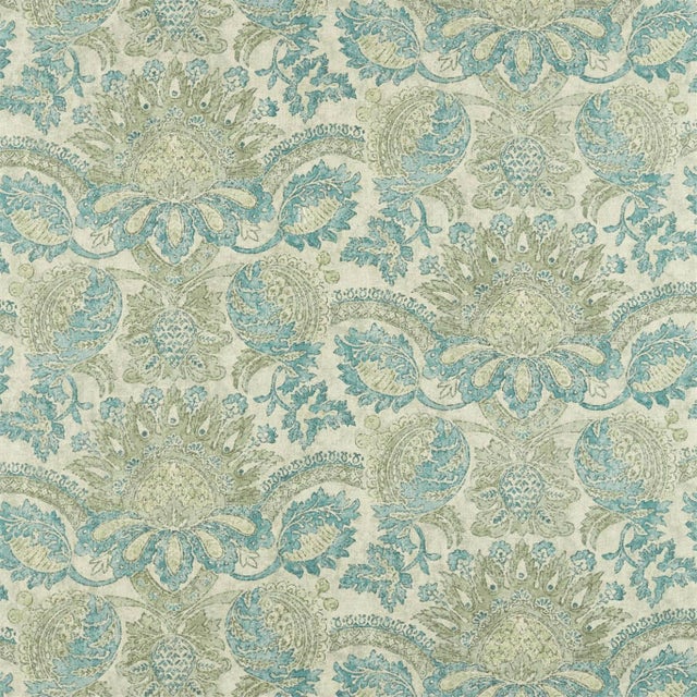 Zoffany Pomegranate Print Fabric in Dufour/Green Stone - a Sample For Sale