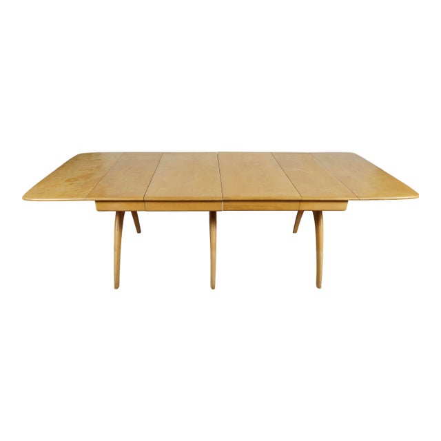 Mid 20th Century Heywood Wakefield Butterfly Drop Leaf Wishbone Dining Table With 2 Leaves For Sale