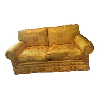 Custom Silk Scalamandre Radiant Saffron Down Sofa For Sale