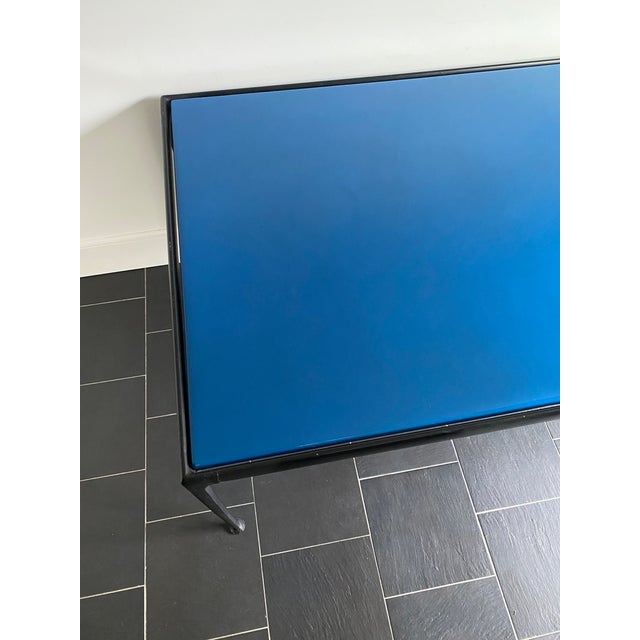 Vintage Modern Black and Blue Metal Outdoor Dining Table by Richard Schultz for Knoll. Mid century Modern. Table does not...