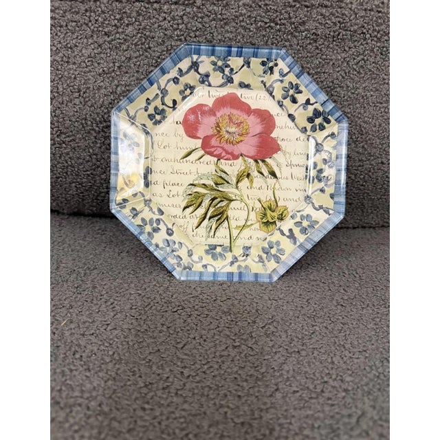 French Country ✨ Highly Collectible John Derian Decoupage Octagonal Botanical Plates, Set of 2 For Sale - Image 3 of 10