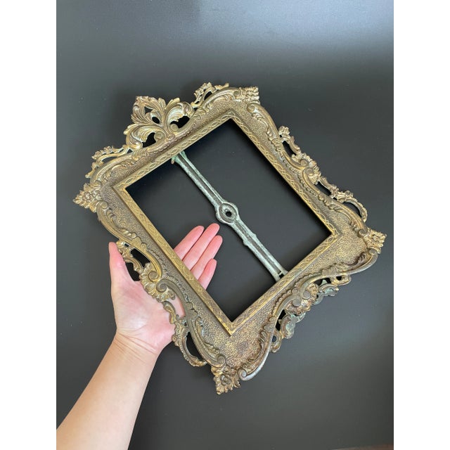 Antique Victorian Gold Gilt Cast Iron Picture Frame For Sale - Image 12 of 12