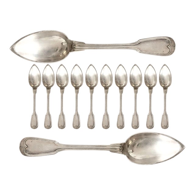 Early 20th Century Christofle Chinon Tablespoons With Pointed Bowls - 12 pcs For Sale
