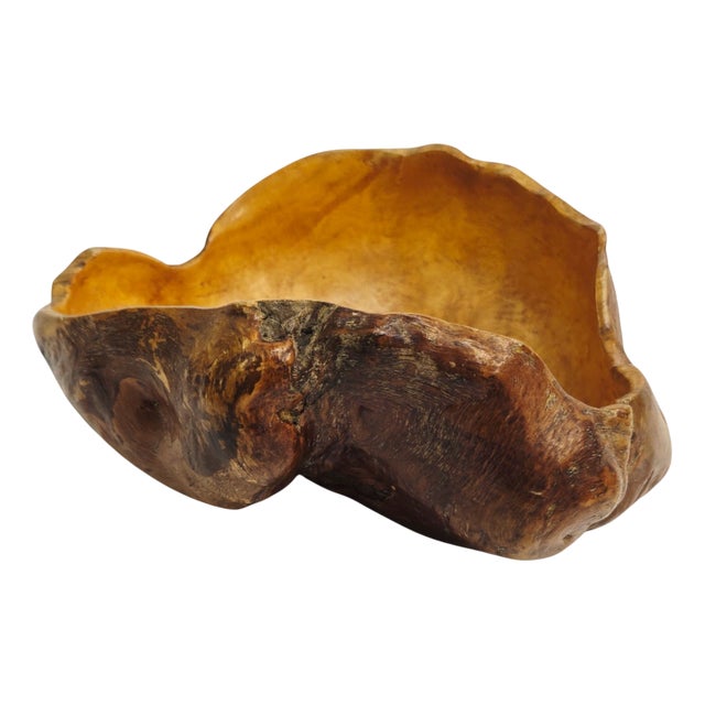 Mid-Century Modern Scandinavian Hand-Carved Birch Burl Bowl, 1950s For Sale