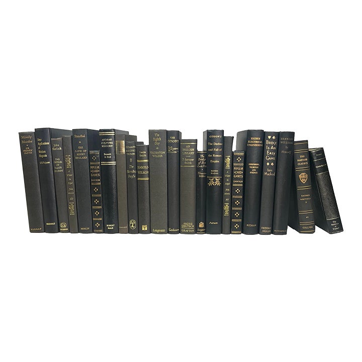 Decorative Books - Vintage Onyx & Gold Books - Black Books by the Foot ...