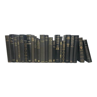 Decorative Books - Vintage Onyx & Gold Books - Black Books by the Foot For Sale
