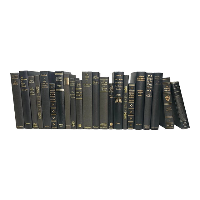 Decorative Books - Vintage Onyx & Gold Books - Black Books by the Foot For Sale