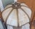 Nice antique slag glass gilt metal table lamp with fine detail. Features curved slag glass panels gilt white metal base...
